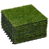 Outsunny Kunstrasen 10 Stücke Rasenteppich 30 x 30 cm 25 mm Dunkelgrün für Balkon Garten, langlebig & pflegeleicht, künstlicher Rasen aus Kunststoff   Aosom.de – Bild 1
