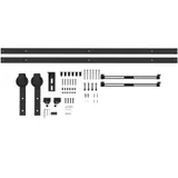 HOMCOM Schiebetürbeschlag Set 244cm mit Schienen Rollen Anti-Sprung-Vorrichtungen Türstopper Bodenführung aus Kohlenstoffstahl Schwarz   Aosom.de – Bild 1