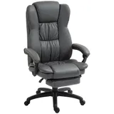 Vinsetto Bürostuhl Chefsessel Drehstuhl Anhebbar mit Fußstütze Kopfstütze Ergonomischer Stuhl Vibration Schreibtischstuhl mit Liegefunktion Massagefunktion Kunstleder Dunkelgrau 68,5x68,5x113-121cm   Aosom – Bild 1