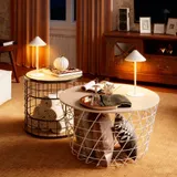 HOMCOM Tischlampe 2er Set Tischleuchte mit 3 Lichtfarben, Aufladbare USB A+C Nachttischlampe mit Touch-Schalter für Wohnzimmer, Schlafzimmer Metall, Weiß   Aosom – Bild 3