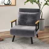 HOMCOM Schlafsessel  Einzelsofa mit Bettfunktion, Relaxsessel mit Verstellbarer Rückenlehne, Samtoptik, Dunkelgrau  Aosom – Bild 3