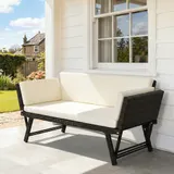 Outsunny Polyrattan Gartensofa 2 Sitzer klappbar Gartenmöbel Loungesofa mit Armlehnen Stahl Braun 129x63x67 cm für Terrasse & Balkon   Aosom.de – Bild 3
