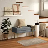 HOMCOM Sitzbank Polsterbank mit Stauraum in Grau, Samtoptik, Bettbank mit Stahlbeinen, Schuhbank für Wohnzimmer & Schlafzimmer 79,5x37,5x43cm   Aosom.de – Bild 3