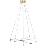 HOMCOM LED Pendelleuchte, Hängelampe mit verstellbaren Armen, moderner 50 W Kronleuchter Pendellampe für Wohnzimmer, Esszimmer, Küche, Gold   Aosom – Bild 1