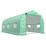 Outsunny Folien Gewächshaus Foliengewächshaus Treibhaus Frühbeet Pflanzenhaus Tomatenhaus Giebeldach 450 × 300B × 205H cm   Aosom – Bild 1