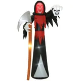 Outsunny Halloween-Dekoration 3,7 m riesiger Sensenmann mit LED-Beleuchtung Leuchtende Luftfigur Deko selbstaufblasend für Outdoor, IP44   Aosom – Bild 1