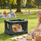 PawHut Hundebox faltbar Hundetransportbox mit Kissen abnehmbarem waschbarem Bezug atmungsaktiv Transportbox aus 600D Oxford-Gewebe Hundetasche für Katzen & Hunde bis 22kg für Reise & Auto Armeegrün   Aosom – Bild 3