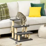 PawHut 3 Stufen Katzentreppe 48H cm Haustiertreppe mit Teddystoff für kleine Katzen grau, ideal für Senioren & kleine Rassen   Aosom.de – Bild 3