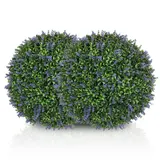 HOMCOM 2er-Set Künstlicher Lavendel, 42 cm Zimmerpflanze, Kunstpflanze in Kugelform, große Dekorative Kunstblumen für Zuhause, Büro, Flur, Garten, Violett+Grün   Aosom – Bild 1