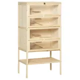 PawHut Kleintierkäfig 5 Etagen mit Gitterdach Rampen Kleintierstall Käfig Nagerkäfig Meerschweinchenstall Tannenholz Naturholz 60 x 40 x 120 cm   Aosom – Bild 1