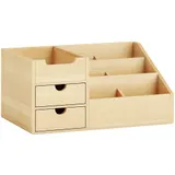 HOMCOM Schreibtischorganizer Büro Aufbewahrungsbox mit 2 Schubladen für Ordnung & Organisation, Natur, L33 x B20,5 x H15,5 cm   Aosom.de – Bild 1