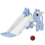AIYAPLAY Kinderrutsche, 3 in 1, Kleinkinderrutsche mit Basketballkorb, Rutsche mit Basketball für Kinder 1 bis 3 Jahre, Indoor, Blau 106 x 51,5 x 52 cm   Aosom – Bild 1