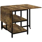 HOMCOM Klapptisch Esstisch Rollen 140x80cm 2-6 Personen 2 Ablagen Rustikal-Braun Stahl   Aosom – Bild 1