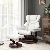 HOMCOM Relaxsessel mit Fußhocker, Elektrischer Fernsehsessel mit Liegefunktion, Drehbarer Massagesessel mit Fernbedienung, Seitentasche, für Wohnzimmer, Kunstleder, Cremeweiß   Aosom – Bild 3
