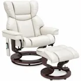 HOMCOM Relaxsessel mit Fußhocker, Elektrischer Fernsehsessel mit Liegefunktion, Drehbarer Massagesessel mit Fernbedienung, Seitentasche, für Wohnzimmer, Kunstleder, Cremeweiß   Aosom – Bild 1