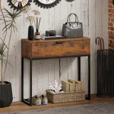 HOMCOM Konsolentisch Flurtisch mit Schublade, Beistelltisch im Industrie-Design mit Stahlrahmen, Ausstellungstisch für Flur Wohnzimmer, 80 x 30 x 76 cm, Rustikal-Braun   Aosom – Bild 3