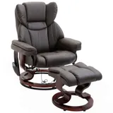 HOMCOM Relaxsessel Massagesessel mit Fußhocker und Liegefunktion, Kunstleder Braun 79x82x101 cm, komfortabel für Entspannung & Wellness   Aosom.de – Bild 1