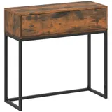 HOMCOM Konsolentisch Flurtisch mit Schublade, Beistelltisch im Industrie-Design mit Stahlrahmen, Ausstellungstisch für Flur Wohnzimmer, 80 x 30 x 76 cm, Rustikal-Braun   Aosom – Bild 1