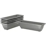 Outsunny 5er Set Blumentopf aus Kunststoff, 59 x 21 x 16 cm stapelbar Blumentöpfe Set, wetterfest Übertopf, Töpfe für innen und außen, Grau   Aosom – Bild 1