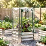 HOMCOM Hochbeet Set Pflanzkasten mit Kunststoffabdeckung und Rankgitter für Kletterpflanzen 53x53x90cm ideal für Garten und Balkon   Aosom.de – Bild 3