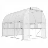 Outsunny Foliengewächshaus 2,95x2x2m Tunnel mit aufrollbaren Fenstern, UV-Schutz & winddicht, Stahlkonstruktion in Weiß   Aosom.de – Bild 1