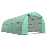 Outsunny Gewächshaus ca. 6 x 3 x 2 m Foliengewächshaus mit 8 Fenster, Rolltür, Aufrollbar Seitenwänden, UV-beständiger Folientunnel, Winterfest Tomatenhaus mit Erdanker, Grün   Aosom – Bild 1