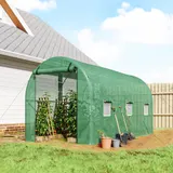 Outsunny Foliengewächshaus Tomatengewächshaus 395x195x190cm mit 6 Netzfenstern, Rundbogen Treibhaus für Pflanzenzucht & Frühbeet   Aosom.de – Bild 3