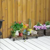 Outsunny 2er-Set Pflanzenroller rollbarer Pflanzenständer mit Bremsen 30x30cm dunkelbraun für Innen und Außen   Aosom.de – Bild 3