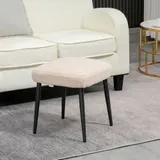 HOMCOM Fußhocker quadratischer Sitzhocker Schminkhocker Kaschmir-Optik mit Stahlbeinen für Wohnzimmer Schlafzimmer Beige 42x42x47cm   Aosom.de – Bild 3