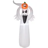 HOMCOM Halloween aufblasbares Gespenst 1,8 m mit LEDs, weiße und orange Dekoration aus Polyester 80 x 40 x 180 cm für gruselige Festlichkeiten   Aosom.de – Bild 1