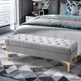 HOMCOM Sitzbank Bettbank Schuhbank mit erhöhten Beinen aus Samt in Hellgrau 118x45x42cm für Schlafzimmer und Flur   Aosom.de – Bild 3