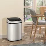 HOMCOM Mülleimer 48L Küchenabfalleimer mit Infrarotsensor, hygienisch, Edelstahl in Silber, L40,5xB29,5xH68 cm für müheloses Entsorgen   Aosom.de – Bild 3