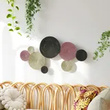 HOMCOM Wanddeko geometrische Wandbild Metallbild Wandskulptur mit einzigartigem Multi-Disc-Design Wanddekoration Wohnzimmer-Kunst für Schlafzimmer   Aosom – Bild 3