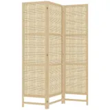 HOMCOM Paravent 3-teilig 135 x 180 cm Trennwand Raumteiler aus PP Rattan, Faltbar Raumtrenner Sichtschutz Stellwand für Wohnzimmer Natur   Aosom – Bild 1
