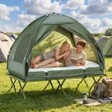 Outsunny Erhöhtes Campingbett mit Kuppelzelt und Luftmatratze inkl. Pumpe, Taft, grün, 193 x 136 x 178 cm für Outdoor Abenteuer   Aosom.de – Bild 3