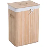 HOMCOM Wäschekorb Wäschebox mit Deckel 72L faltbar Segeltuchsack aus Bambus Natur 40 x 30 x 60 cm ideal für Wäschesammlung   Aosom.de – Bild 1