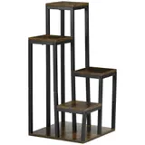 Outsunny Pflanzenständer Blumenständer 4 Ebenen multifunktionales Pflanzenregal Braun 40x40x81cm für Balkon Garten & Innenräume   Aosom.de – Bild 1