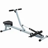HOMCOM Rudergerät Rudermaschine mit LCD Fitnessgerät Ruderzugmaschine Heimtrainer, mit LCD Display, Stahl+PVC, Grau, 130x47,5x67cm   Aosom – Bild 1