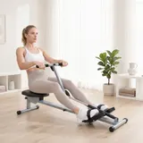 HOMCOM Rudergerät Rudermaschine mit LCD Fitnessgerät Ruderzugmaschine Heimtrainer, mit LCD Display, Stahl+PVC, Grau, 130x47,5x67cm   Aosom – Bild 3