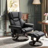 HOMCOM Relaxsessel mit Massagefunktion und Fußhocker  Massagesessel mit Liegefunktion, Kunstleder, Schwarz  Aosom – Bild 3