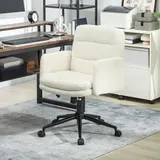 HOMCOM Schreibtischstuhl Homeoffice Stuhl mit Bouclé-Optik höhenverstellbar Bürostuhl mit Wippfunktion Drehstuhl bis 120 kg belastbar für Schlafzimmer, Arbeitszimmer, Cremeweiß   Aosom – Bild 3
