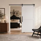 HOMCOM Schiebetürbeschlag Einzelschiebetür Laufschiene mit Zubehör aus Kohlenstoffstahl Schwarz 200x06x18cm für moderne Wohnräume   Aosom.de – Bild 3