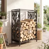 HOMCOM Kaminholzständer mit Kaminbesteck, Brennholzregal Feuerholzablage aus Stahl Schwarz 46 x 30 x 70 cm für gemütliche Abende   Aosom.de – Bild 3