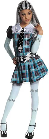 KINDER FRANKIE STEIN KOSTÜM Halloween Karneval Monster High Schulmädchen Kleid – Bild 1