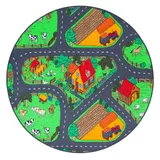 Snapstyle Kinder Spiel Teppich Bauernhof Rund – Bild 3