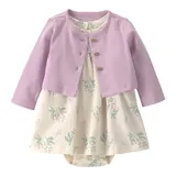 Carter's 2-tlg. Set Bodykleid Flügelarm und Jacke Blumen gekreppt – Bild 3
