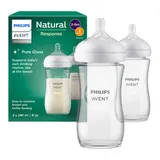 Philips Avent 2er-Pack Babyflasche Natural Response, Glas, 240ml, ab 1M – Bild 1