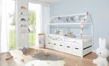 Ticaa Hausbett "Traumhaus" mit 5er Schubkästen Kiefer Weiß – Bild 3