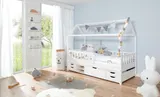 Ticaa Hausbett "Traumhaus" mit Funktionsschubkasten Kiefer Weiß – Bild 3