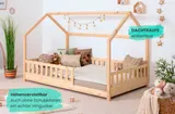 Ticaa Kinderbett Hausbett "Kay" 80x160 inkl. Schubkästen Kiefer natur – Bild 4
